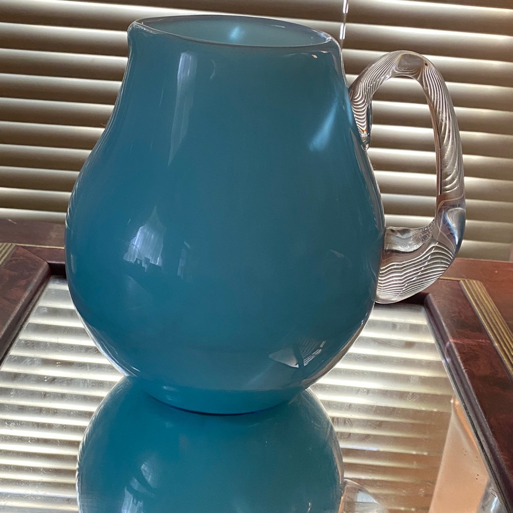 Elegant Blue Glass Pitcher